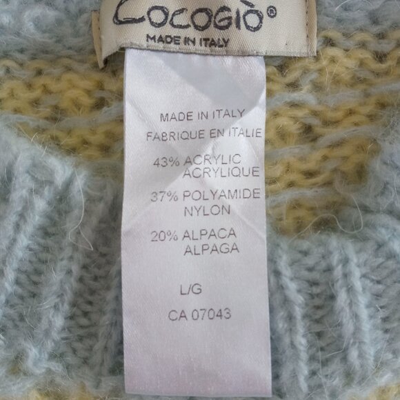 Vintage Italian Cocogio lightweight pastel blue/yellow sweater Size L runs small - Picture 6 of 7